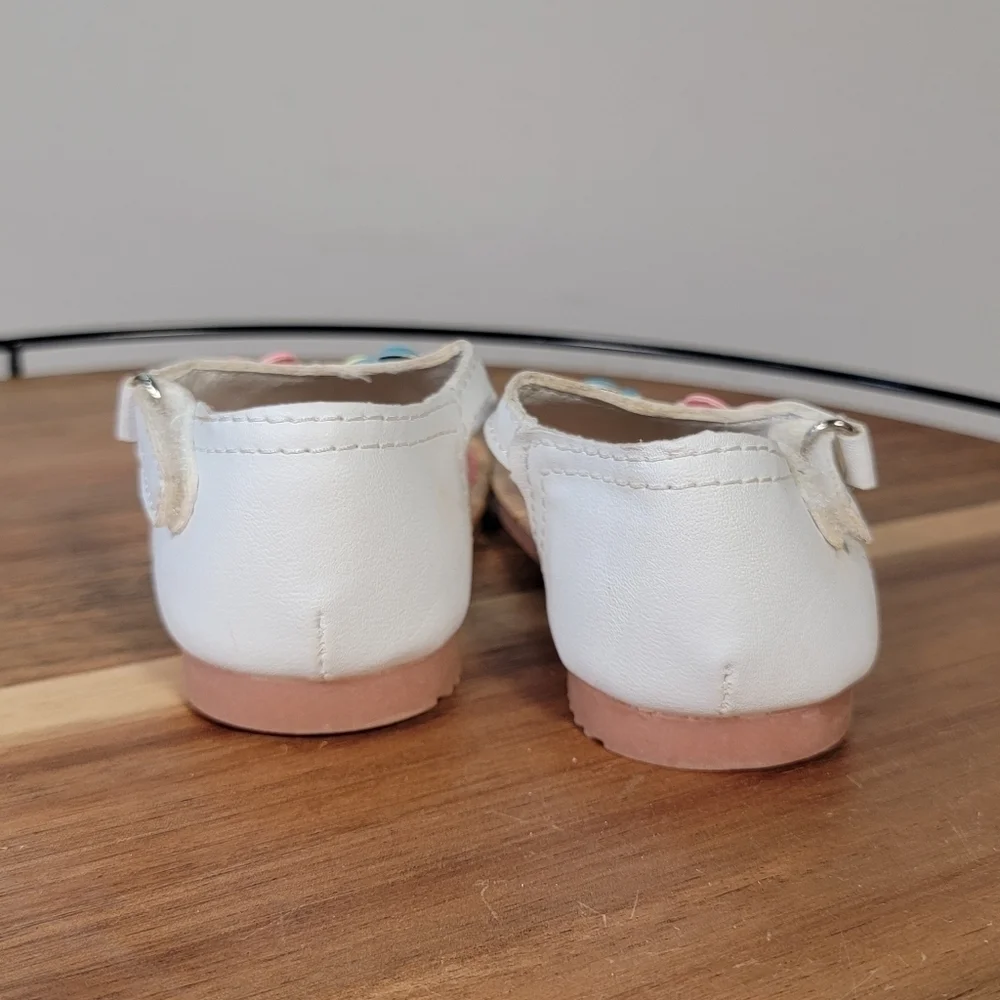 Carter's Kids Daisy 2 White Sandals with Neon Flowers Toddler Size 5